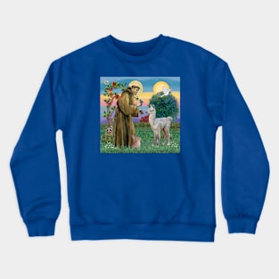 Saint Francis Blesses a Baby Llama Crewneck Sweatshirt